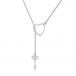 Colier argint Heart & Key